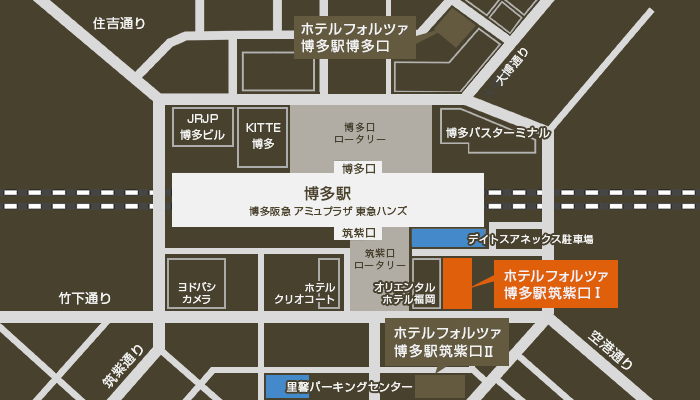 ホテルフォルツァ博多駅筑紫口、博多口詳細地図